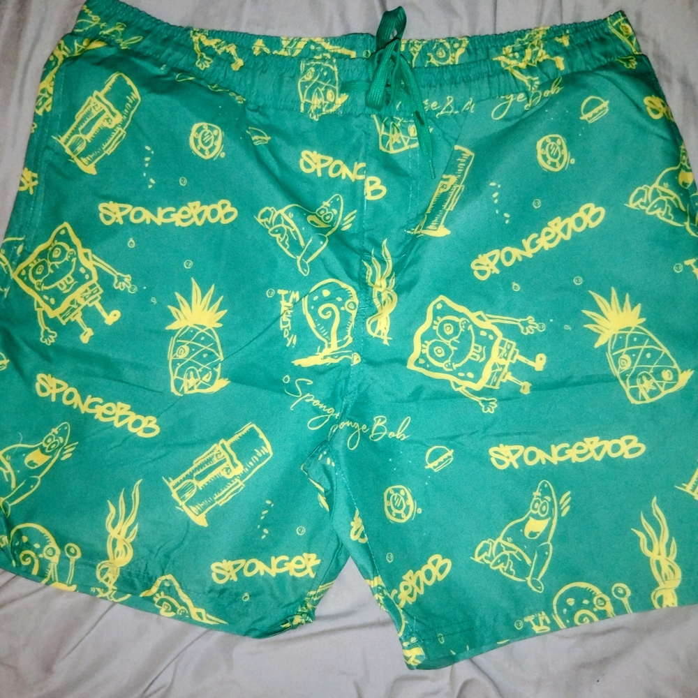 SpongeBob SquarePants Green and Yellow Men's Shorts
